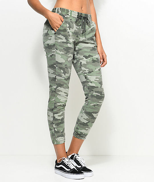 Empyre Tia Olive Camo Woven Jogger Pants | Zumiez