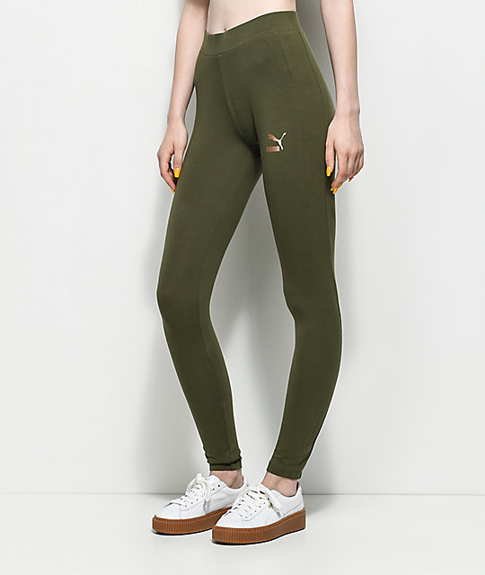 olive green puma leggings