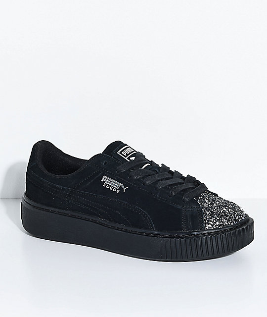 puma suede black platform puma suede black platform