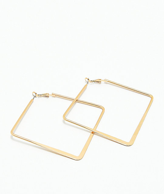 Stone Locket Gold Square Hoop Earrings Zumiez Stone Locket Gold Square Hoop Earrings