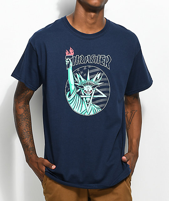 Thrasher Liberty Goat Navy T Shirt - 