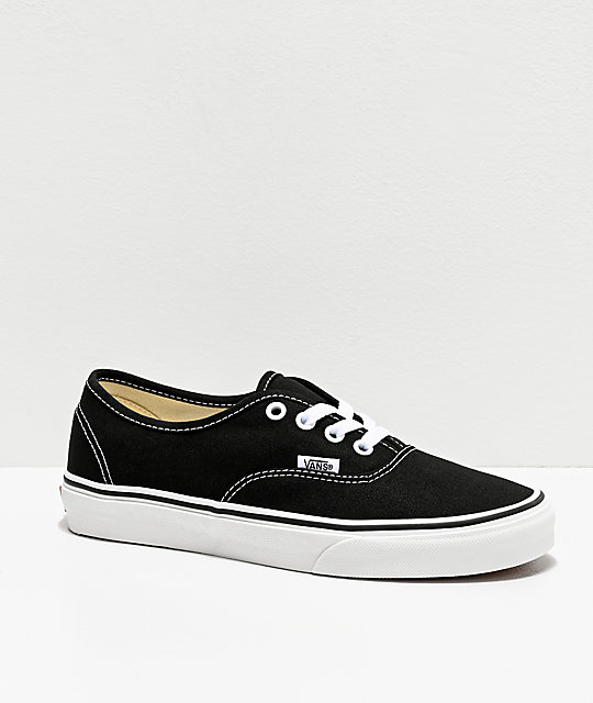 Vans Authentic Black and White Canvas Skate Shoes | Zumiez