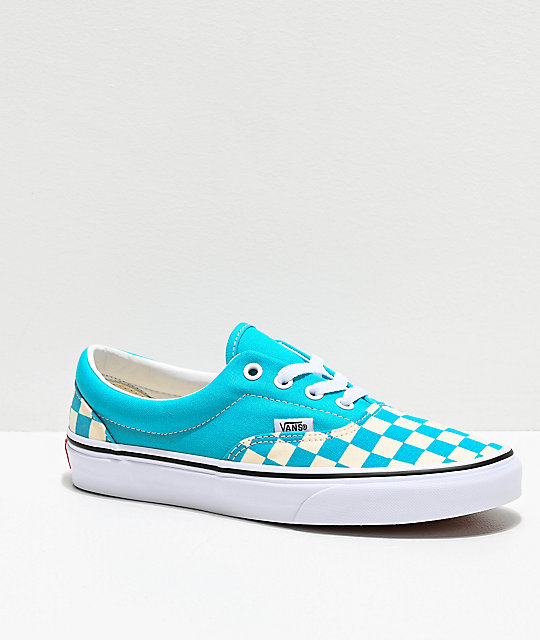 checkered turquoise vans