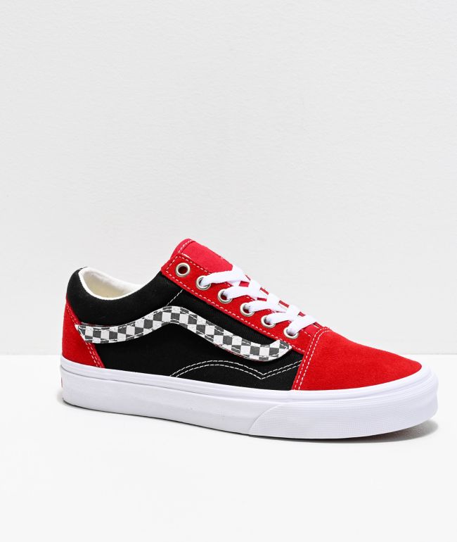 red and black and white vans