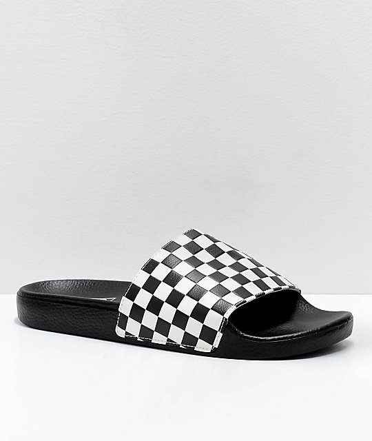 Vans En On Blanco Y Slide Sandalias Negro A Cuadros lc1JKTF