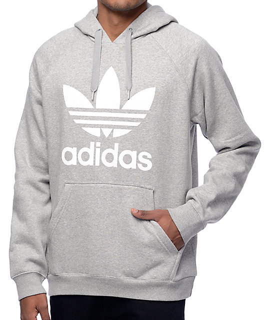 adidas Originals Trefoil Heather Grey Hoodie adidas Originals Trefoil Heather Grey Hoodie