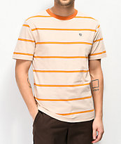 Brixton x Independent Deputy Striped Orange & Tan T-Shirt