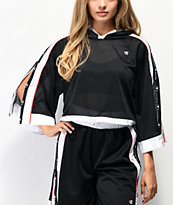 Champion Mesh Black Crop Hoodie