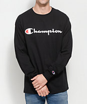 Champion Patriotic Script Black Long Sleeve T-Shirt