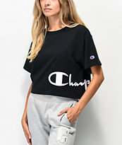 Champion Wrap Script Black Crop T-Shirt