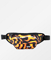 Petals and Peacocks Flames Black Fanny Pack
