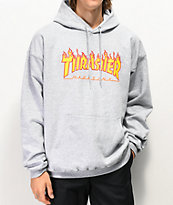 Thrasher Flame Logo Grey Hoodie