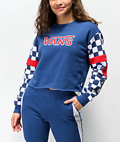 Vans BMX Red White & Blue Crop Crewneck Sweatshirt