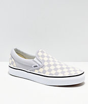 Vans Slip On Checkerboard Grey, Dawn & White Shoes