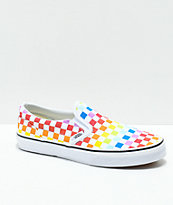 vans ward rainbow checkered skate shoes