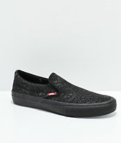 Vans x Sketchy Tank Slip-On Pro Reflective Black Skate Shoes