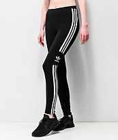 adidas Trefoil 3 Stripe Black Leggings